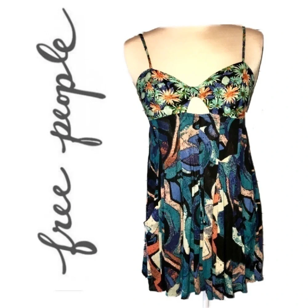 NWT RARE Free People Tropical Bow Top Romper Dress - Picture 1 of 6